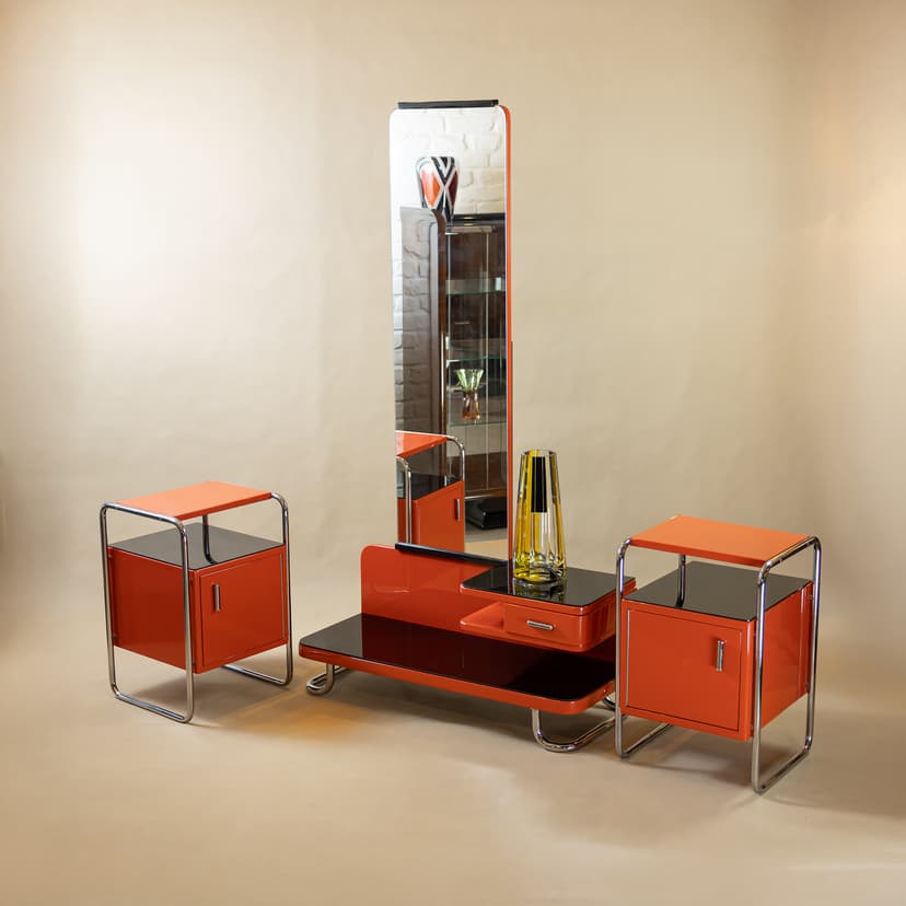 Dámská toaletka a noční stolky Bauhaus – Slezák – Funkcionalismus – 1920–1940